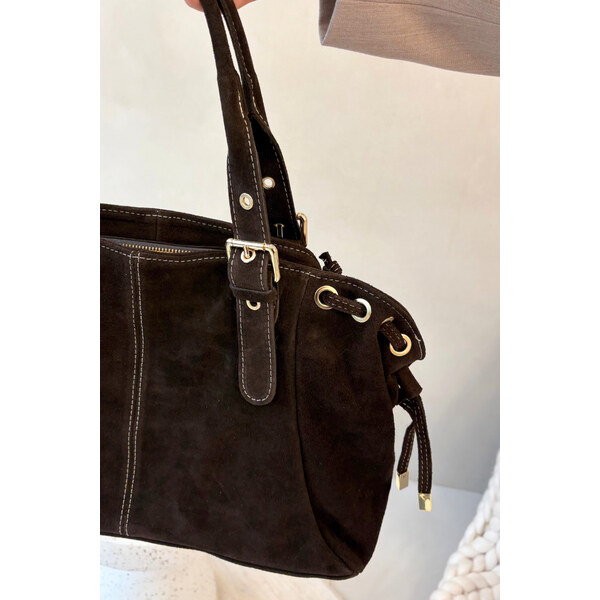 Boto Kabelka Z Přírodního Semiše Čokoládová Danira 66664671