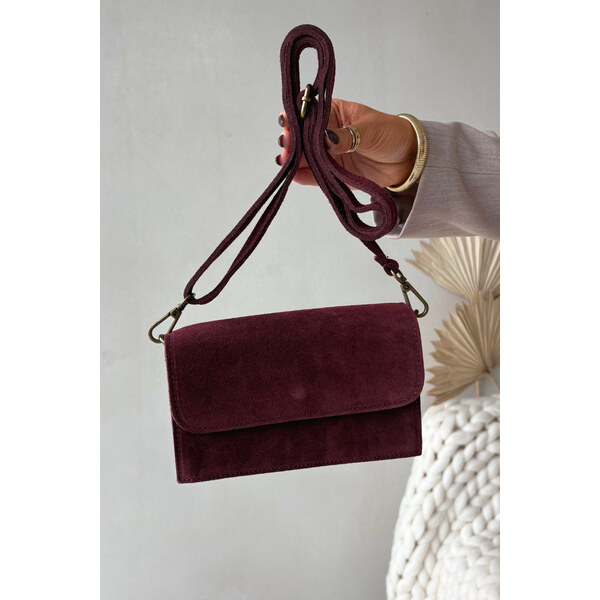 Boto Kožená Kabelka Z Přírodního Semiše Bordó Mirine 66664678