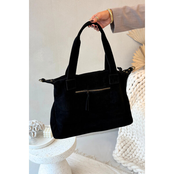 Boto Kožená semišová kabelka s kapsami černá Zephina 66664697