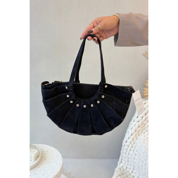 Boto Kabelka Z Přírodního Semiše Černá Tialine 66664692