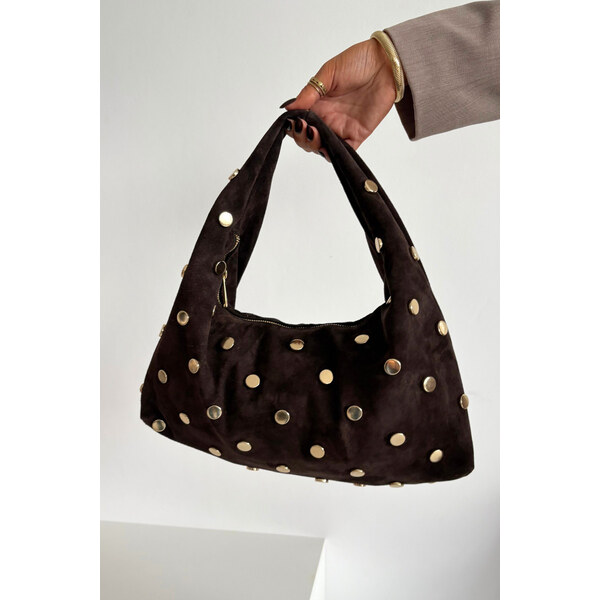 Boto Kožená semišová taška s ozdobou čokoládová Narisse 66664693