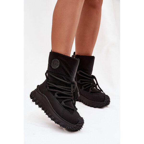 Kesi Dámske kožené snežnice Lee Cooper na platforme - čierne 66910682