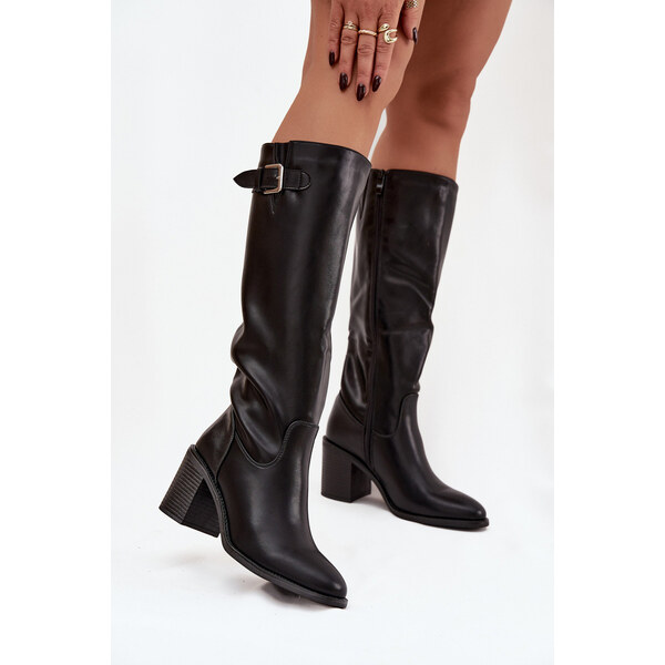 Kesi Dámske členkové topánky Brenira s prackou na podpätku - čierne 66667673