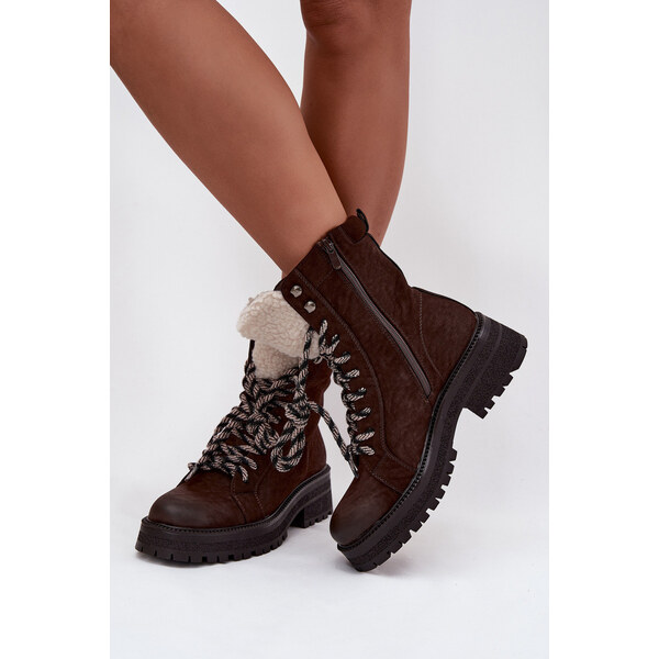 Kesi Dámske topánky trapper z ekokože - chocolate Bellora 66884159