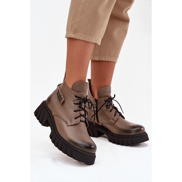 Zazoo 60483 Dámské Kožené Kotníkové Boty S Nízkým Zatepleným Svrškem 66665193