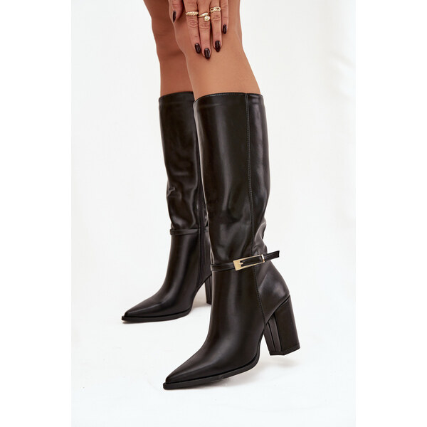 Kesi Dámske členkové topánky Cirella s prackou na podpätku - čierne 66667657