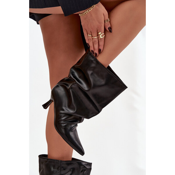 Kesi Dámske členkové čižmy na ihlovom podpätku Inarisse - čierne 66665949