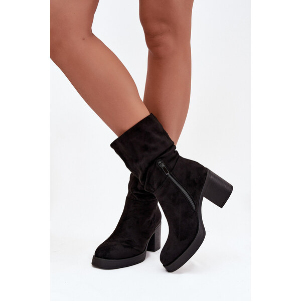 Kesi Dámske členkové topánky na podpätku Amoria - čierne 66665664