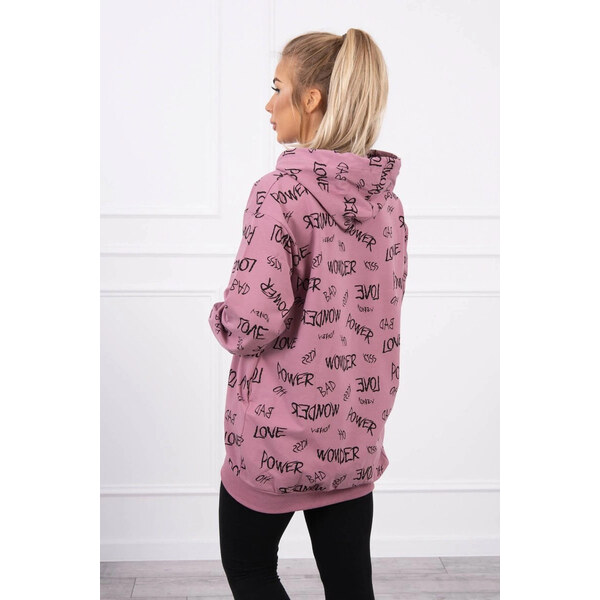 K-Fashion Mikina s nápisom tmavoružová 66665784