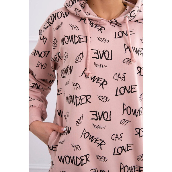 K-Fashion Mikina s nápisom tmavo púdrovo ružová 66665786