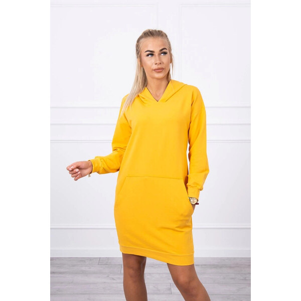 K-Fashion Horčicové šaty s kapucňou 66665978