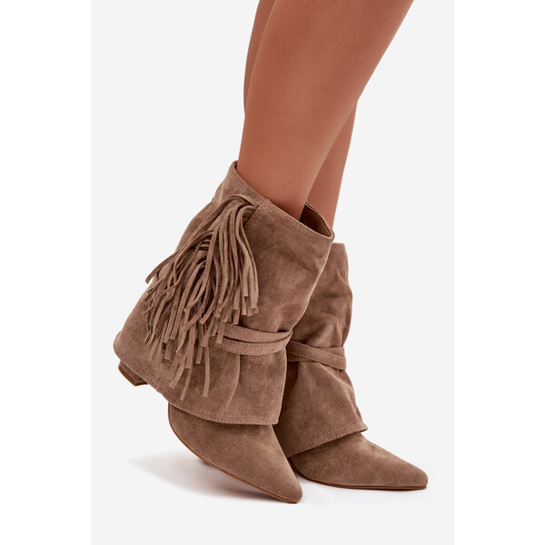 Kesi Dámske členkové čižmy s lemovaným podpätkom a zlatými prackami 66666288