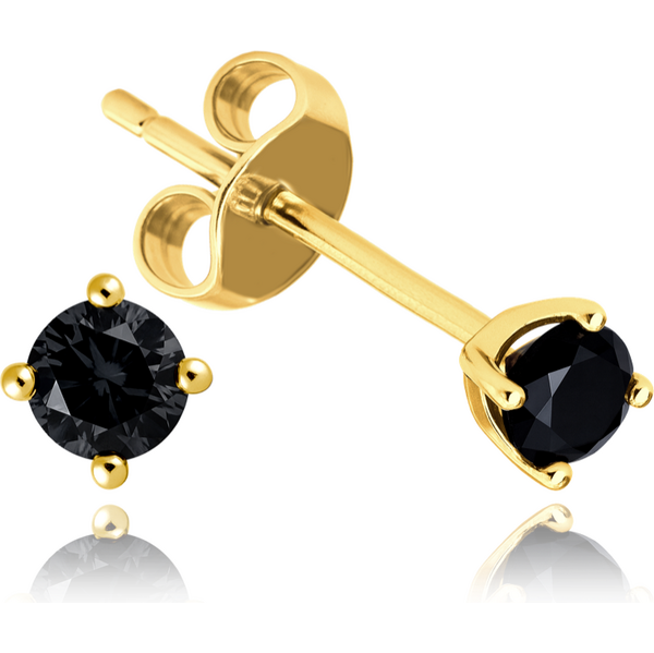 OLIVIE MINET Elegantné zlaté náušnice guličky s onyxom Au 585/1000 66795630