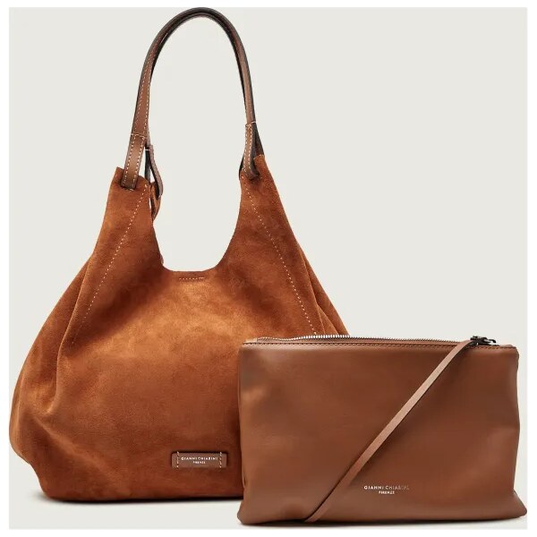 GIANNI CHIARINI Shopper kabelka + príručná taštička DUA | semiš 66654861