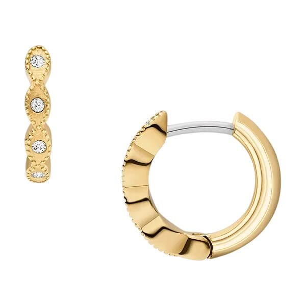 Fossil Pozlátené kruhové náušnice s kryštálmi Ellis JF04913710 66672240