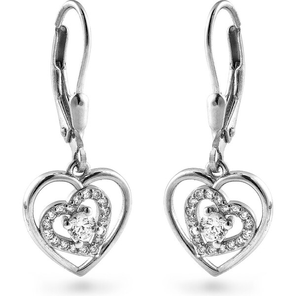 AGAIN Jewelry Srdiečkové visiace náušnice s kubickými zirkónmi 66672236