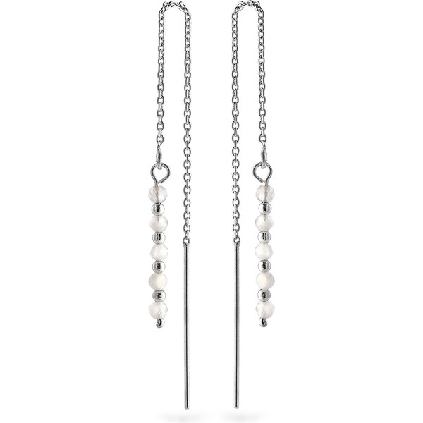 AGAIN Jewelry Strieborné retiazkové náušnice s mesačným kameňom 66672245