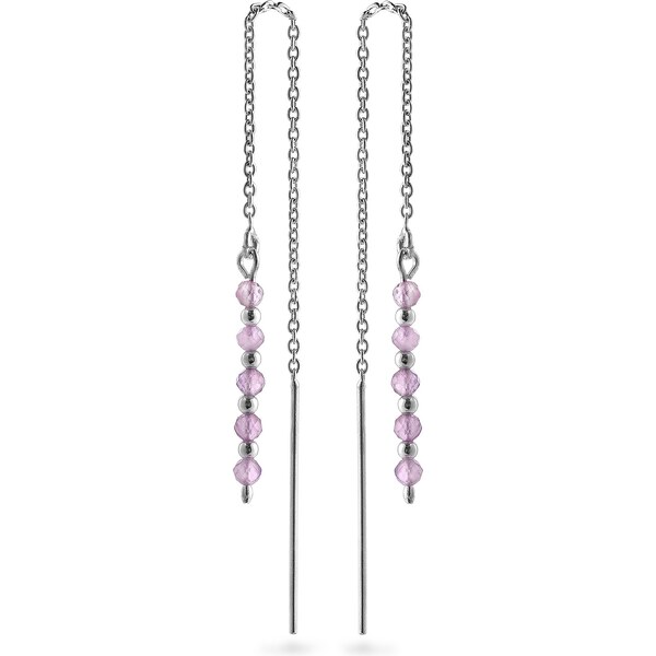 AGAIN Jewelry Strieborné retiazkové náušnice s ametystom AJKNS004 66672252