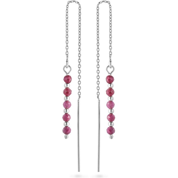 AGAIN Jewelry Strieborné retiazkové náušnice s rubínom AJKNS007 66672253