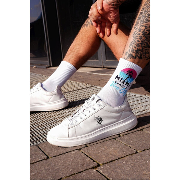 Milena Pánske ponožky MIAMI SUMMER biele 66700356