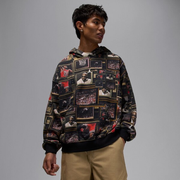 Jordan Brooklyn Fleece Printed Pullover Hoodie Black - Pánske - Mikina 66675154