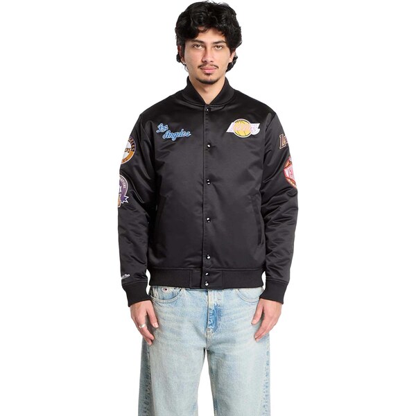 Mitchell & Ness NBA Blackout Heavyweight Lakers Satin Jacket - Pánske 66675172