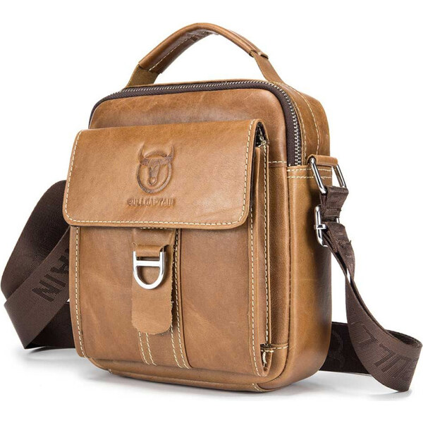 Bullcaptain pánska kožená taška messenger Perpet Khaki 65226957