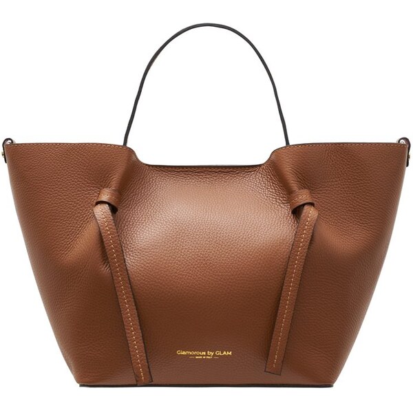 Glamorous by GLAM Kožená kabelka s červenou podšívkou hnědá 66675450