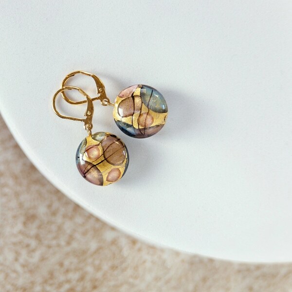 Lampglas Náušnice Art Nouveau s 24-karátovým zlatom v perlách Lampglas 66675851