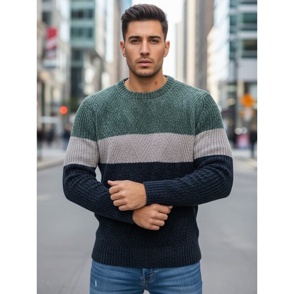 Dstreet Pánsky pruhovaný trojfarebný sveter 66691478