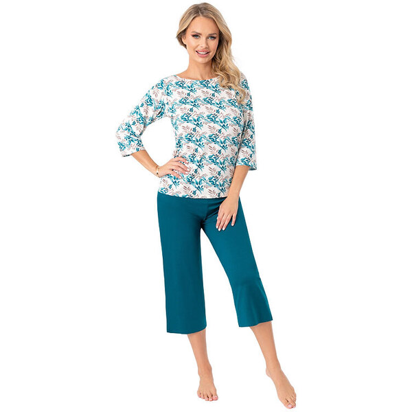 Donna Dámske pyžamo Irmina 3/4 s motívom listov 66693467