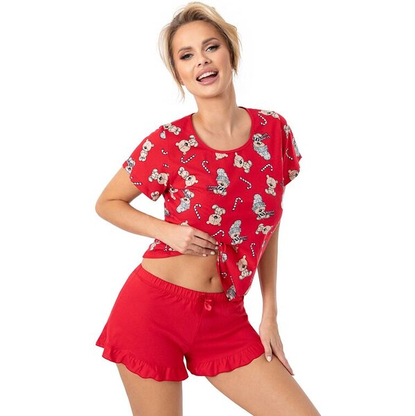 Donna Vianočné pyžamo Bear short červené 66693474
