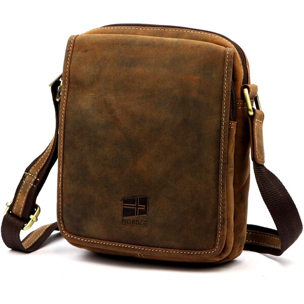 Nordee Pánska kožená taška na rameno s prednou klopou – praktická, 66700245