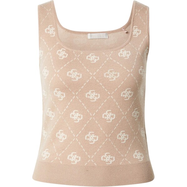 GUESS Vyšívaný top SARAH kapučíno / biela 66707706