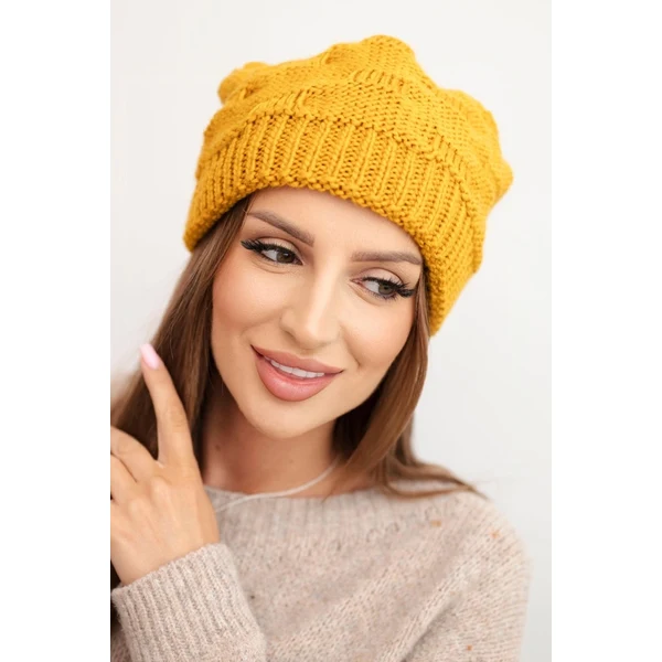 Kesi Dámska zimná čiapka z vlny s ozdobným vzorom K451 mustárková 66704664