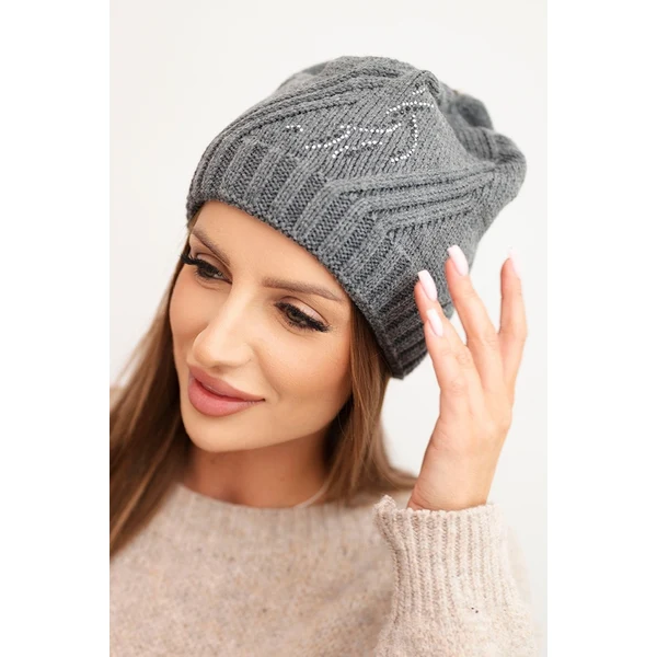 Kesi Dámska zimná čiapka s voľným strihom K442 z vlny grafitová 66704661
