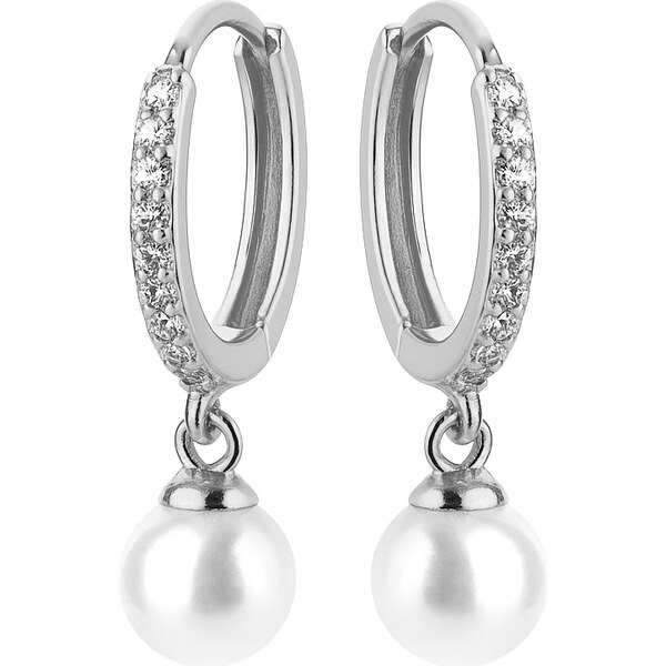 Troli Krásne okrúhle náušnice s kryštálmi a perlou VREPE003SI 66581097