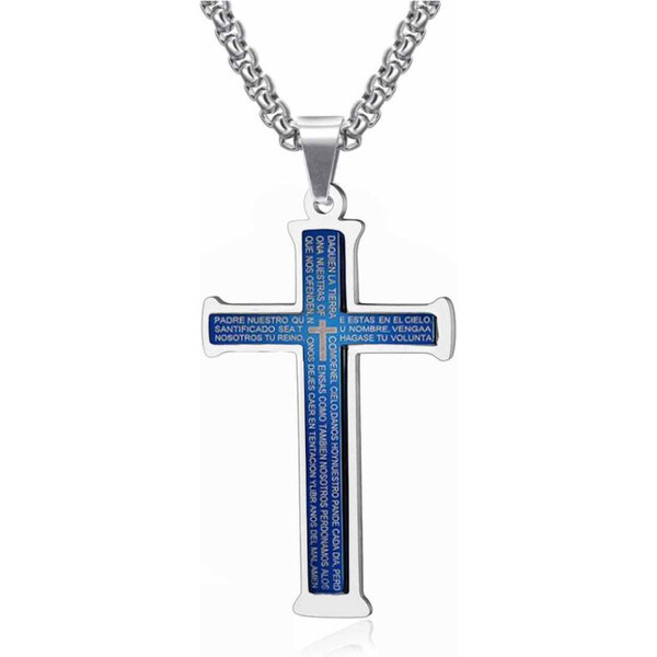 Impress Jewelry Prívesok z chirurgickej ocele krížik Calvo modrý 65221893