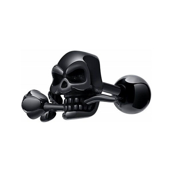 Impress Jewelry Oceľová šróbovacia náušnica Lebka s ružou Čierna 65228766