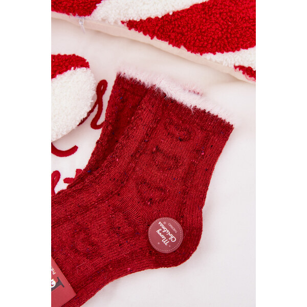 Aura.via Detské vianočné ponožky srdiečka červené 66728269