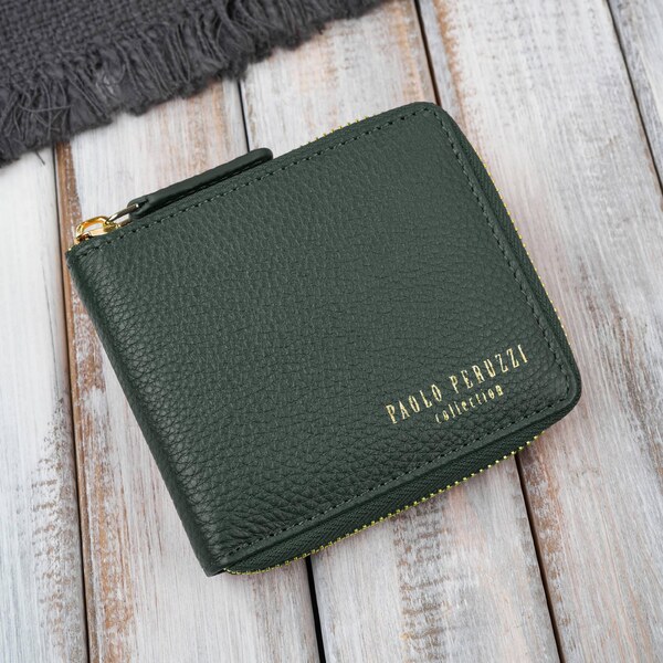Paolo Peruzzi Malá kožená dámska peňaženka s RFID | tmavozelená KV-04 66712363