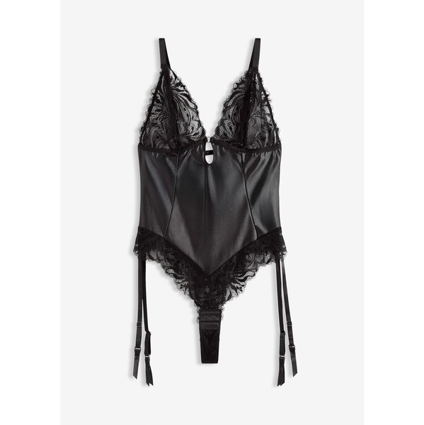 bonprix Body v mokrom vzhľade, s odnímateľnými podväzkami, farba 66712880