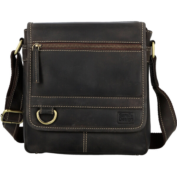 SendiDesign Pánska kožená crossbody taška hnedá - Sendi Design Alain 66715353