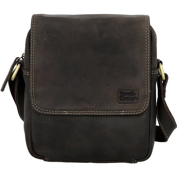 SendiDesign Pánska kožená crossbody taška hnedá - Sendi Design Fidlo 66715355
