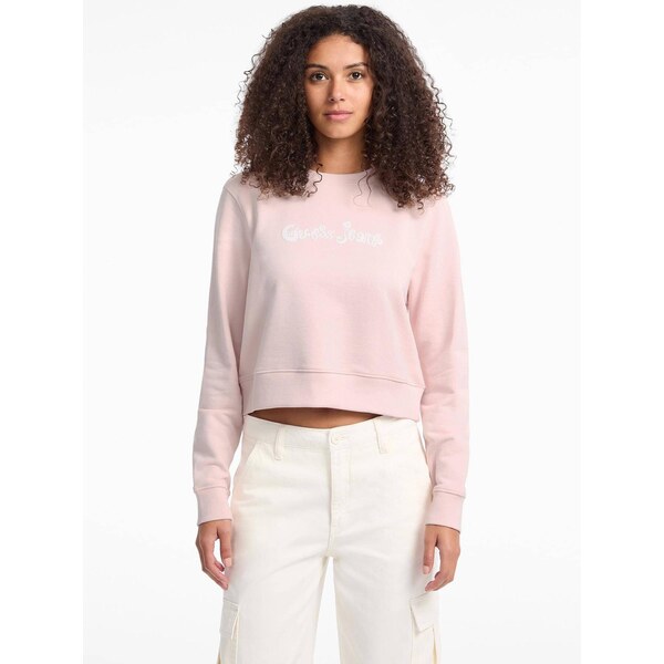 GUESS JEANS Mikina rosé / biela 66718353