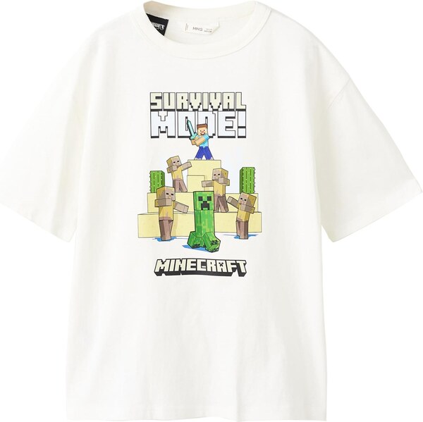 MANGO KIDS Tričko MINECRAW svetložltá / zelená / čierna / šedobiela 66718525