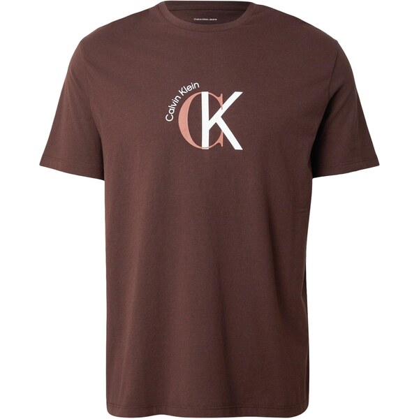 Calvin Klein Jeans Tričko hnedá / čokoládová / biela 66718661