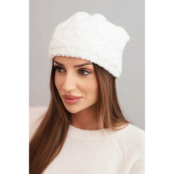 Kesi Dámska zimná čiapka z hrubým pleteným vrkočom K481 biela 66717863