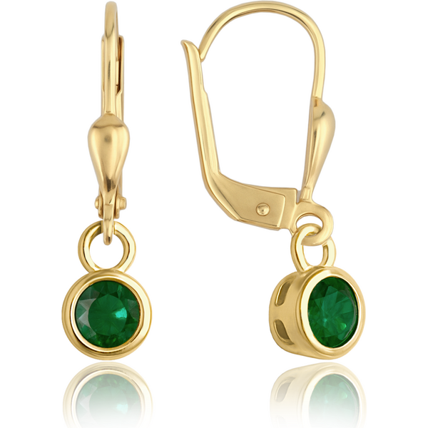 OLIVIE MINET Elegantné zlaté náušnice so zelenými zirkónmi Au 585/1000 66795595