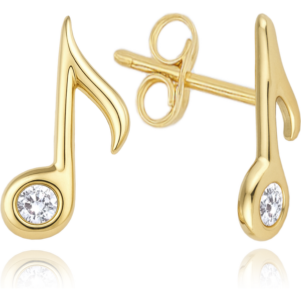 OLIVIE MINET Zlaté náušnice noty s bielymi zirkónmi Au 585/1000 66795609